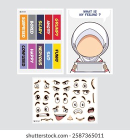 Kids' cut and paste face expression game for emotional learning and fun.