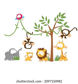 kids cute animal cartoon vector illustration