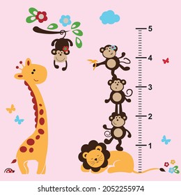 Kids Cute Animal Height Meter Vector Stock Vector (Royalty Free ...