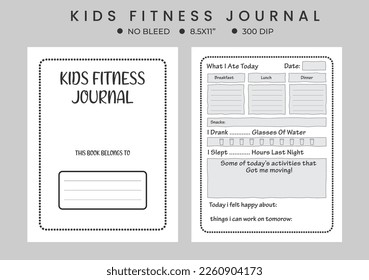 Kids daily activities fitness planner logbook, notebook, journals 