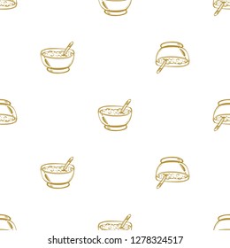 Kids daily routine cartoon seamless pattern with meal. Cute modern flat vector illustration on white background