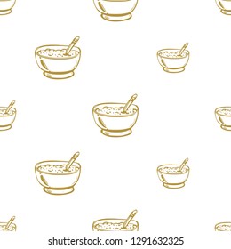 Kids daily routine cartoon seamless pattern with meal. Cute modern flat vector illustration on white background