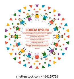Los niños bailan por ahí. Ilustración plana vectorial. Para tarjetas, invitaciones, fondos, artes y álbumes.