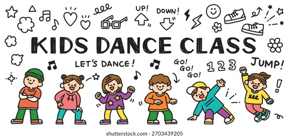 Kids Dance Class Illustration Set with Hand-Drawn Icons