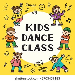 Escena de clase de baile para niños – Fondo dibujado a mano
