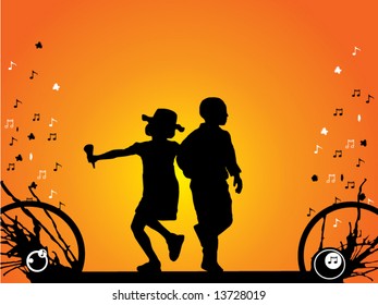 kids dance vector illustration