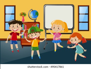 Vector Cartoon Kids Classroom Stock Vector (Royalty Free) 1202597848 ...