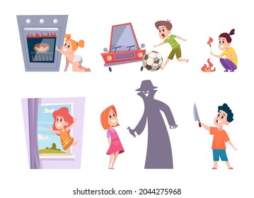 Kids Dangerous Children Situation Playing Risk Stock Vector (Royalty ...