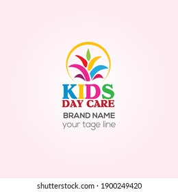 Kids Day Care vector logo design, Kids Pre School Center creative logo style 