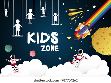 Día de los niños jugando en el espacio, vector