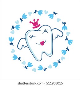 Kids dental care practice poster, template, card, avatar, icon, label.