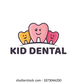 Kids Dental Logo. Cute Tooth Logo Design.