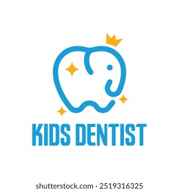 Diseño minimalista plano del logotipo del dentista de los niños