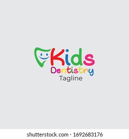 Kids Dentistry vector logo, Child dentist clinic vector logo design 