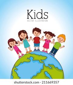 Kids design over blue background, vector illustration