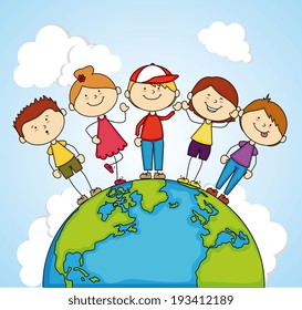 Kids design over cloudscape background, vector illustration