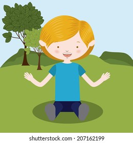 Kids design over landscape background, vector illustration