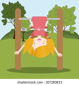 Kids design over landscape background, vector illustration