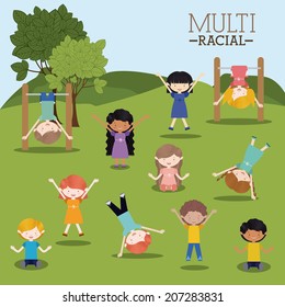 Kids design over landscape background, vector illustration