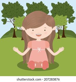 Kids design over landscape background, vector illustration
