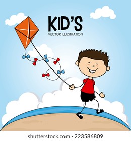 Kids design over landscape background, vector illustration 