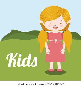 Kids design over landscape background, vector illustration