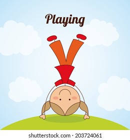 kids design over sky background vector illustration