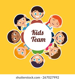 Kids design over yellow background, vector illustration.