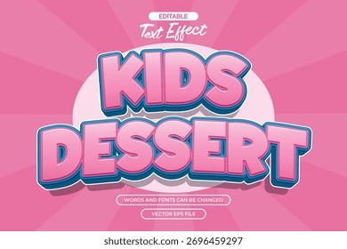 Efecto de texto editable de postre para niños con estilo de texto de dibujos animados y con fondo cómico	