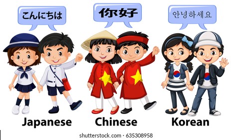 kids different countries asia illustration 260nw 635308958