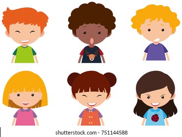 Kids Different Facial Expressions Illustration Stock Vector (Royalty ...