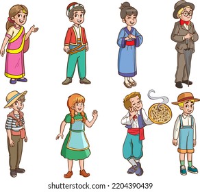 kids in different traditional costumes