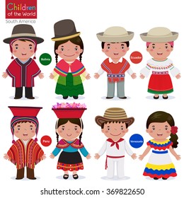 Roman Have a bath Revive Kids Different Traditional Costumes Bolivia Ecuador Stock Vector (Royalty  Free) 369822650 | Shutterstock