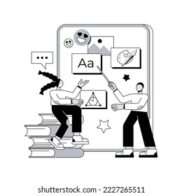 Kids digital content abstract concept vector illustration. Kids digital entertainment and education, online content for toddlers, children friendly media, apps development abstract metaphor.