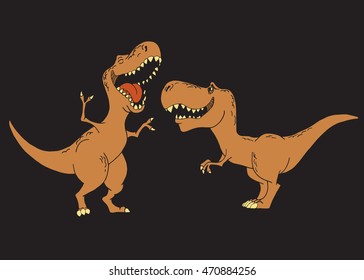 Kids dinosaurs are smiling .Color vector illustration