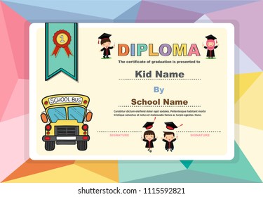 Kids Diploma certificate background design template