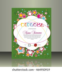 Kids Diploma certificate background design template