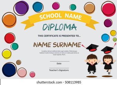 Kids Diploma Certificate Background Design Template