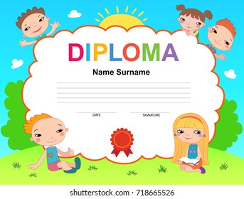 Kindergarten Graduation Certificates Background Design ...