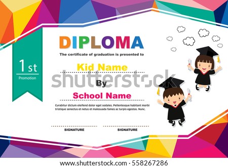 kids diploma certificate polygonal style lovely のベクター画像素材
