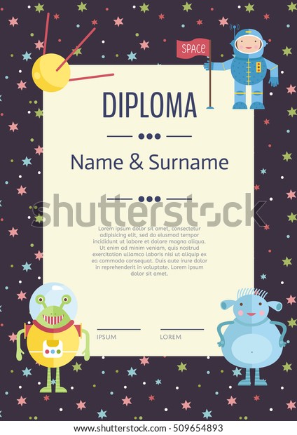 kids diploma template preschool elementary school stock vector royalty