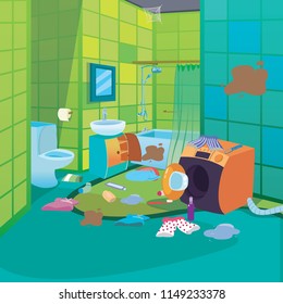 Kids Dirty Bathoom Cartoon Style Background for Children Vector Ilustration