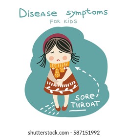 Kids disease symptoms in scandinavian style. Vector illustration