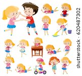 Kids doing different activities illustration