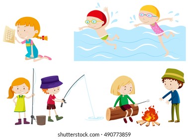 Ilustración de actividades de niños