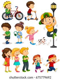 Kids doing different activities illustration