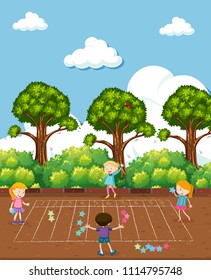 Ilustración de Kids Doing Math en Playground