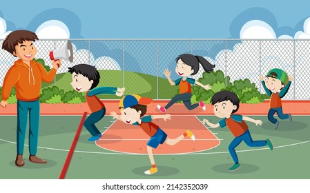 Kids doing physical activity  illustration
