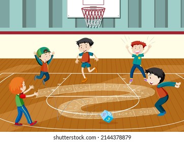 Kids doing physical activity illustration