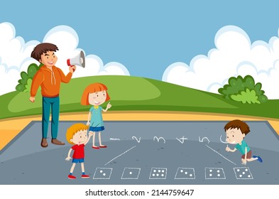 Kids doing physical activity illustration